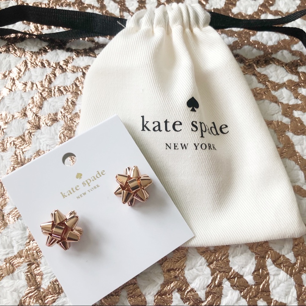 Kate Spade Rose Gold Bourgeois Bow Stud Earrings - Picture 1 of 6